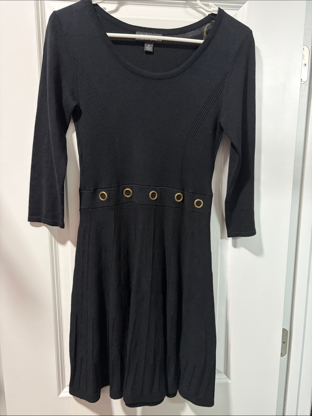 BCC Dress Black Eyelet Waist Knit Dress - Juniors Medium - Excellent Condition